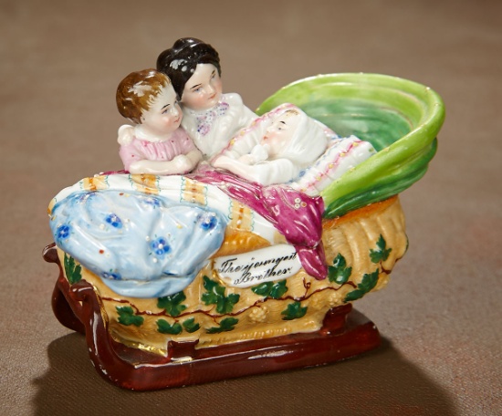 German Porcelain Trinket Box "The Youngest Brother" 200/400