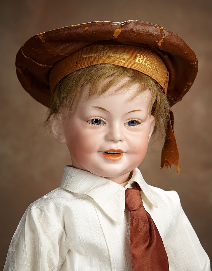 French Bisque Smiling Character, Rare Model 229, by SFBJ with Wonderful Costume 1900/2300