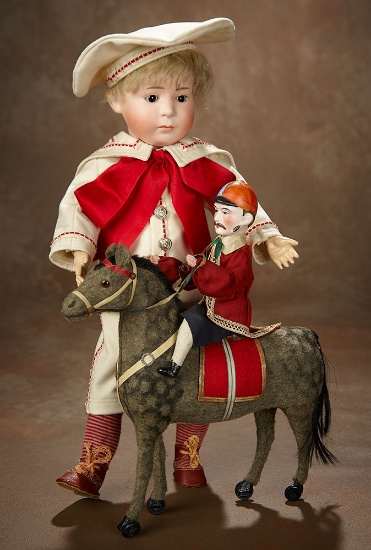 German Bisque Jockey with Sculpted Cap on Dappled Horse 1200/1500