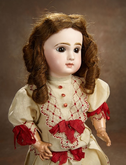 French Bisque Brown-Eyed Bebe Jumeau with Wonderful Costume 2700/3200