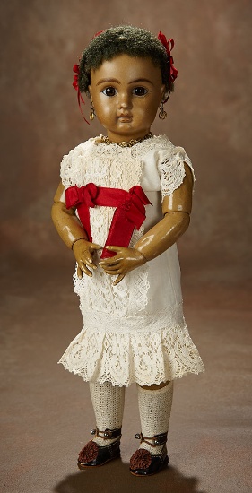Beautiful French Brown-Complexion Bisque Bebe, Figure A, by Jules Steiner 2800/3200