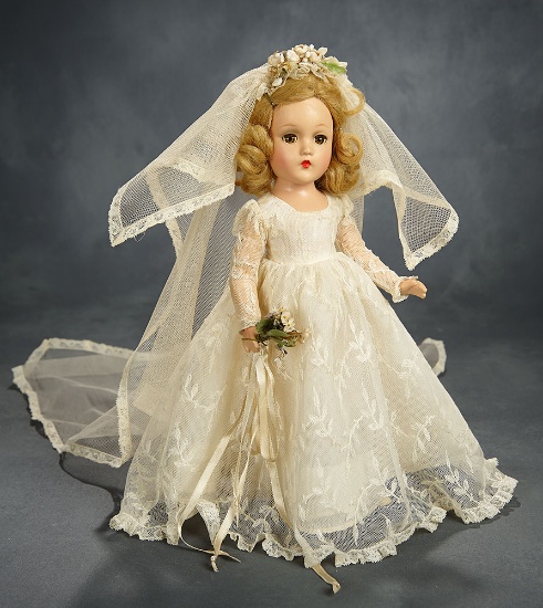 Blonde Bride in Embroidered Tulle Gown, 1940 300/400