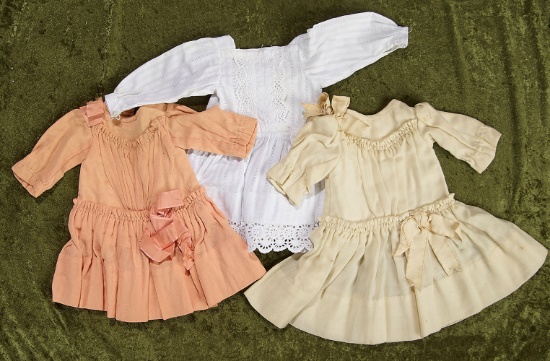 Three antique dresses for 20" French bebes. $400/500