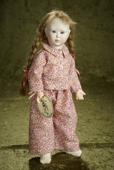 15" "Tiny Sophy" with wooden ball-jointed body by Lynne and Michael Roche. $400/500