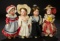 Four French Bisque Miniature Dolls in Original Traditional Folklore Costumes 800/1100
