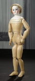French Bisque Poupee by Leon Casimir Bru with Original Deposed Wooden Body 3500/4500