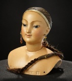 French Bisque Portrait Poupee Head with Glowing Amber Complexion by Barrois 3500/4500