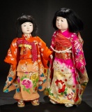 Petite Japanese Ichimatsu Child Doll with Crepe Silk Butterfly and Floral Kimono 400/600