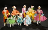 Eight German Cloth Miniature Dolls in the Rococo Manner by BAPS 300/400