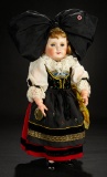 French Bisque Bebe in Original Traditional Costume of Alsace with Gilt Jumeau Paper Label 800/1100