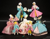 Seven German Cloth Miniature Dolls in the Rococo Manner by BAPS 300/400