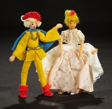 Pair, German Cloth Miniature Dolls 