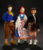 Three German Cloth Miniature Dolls By BAPS 200/300