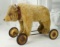 Early German Mohair Teddy on Wheels with 