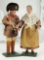 Pair, Very Rare French Carton Dolls with Original Costumes 1100/1500
