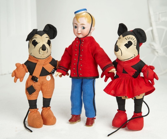 Pair, American Cloth Mickey and Minnie Mouse  400/600