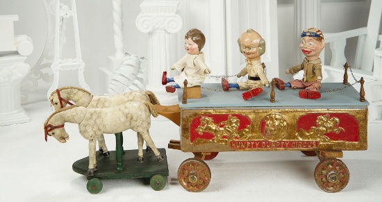 American Wooden Show Wagon, 3 Characters, Schoenhut's Humpty Dumpty Circus 10,000/15,000