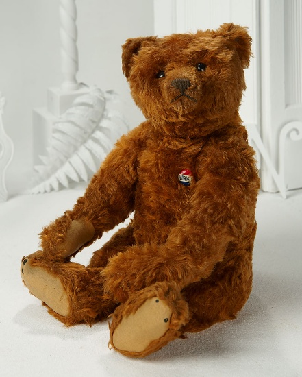 Early German Cinnamon Mohair Teddy Bear with Blank Button in Ear 3500/4500