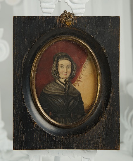 Miniature American Painting of Esther Francis at Age 53 in Original Frame 400/600