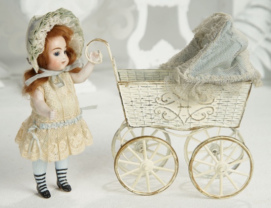 German All-Bisque Miniature Doll with Rare Shoes by Simon and Halbig 800/1100