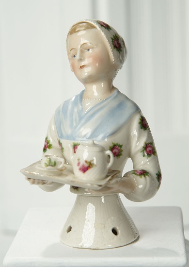 Large German Porcelain Half-Doll of Cocoa Lady by Goebel 400/500