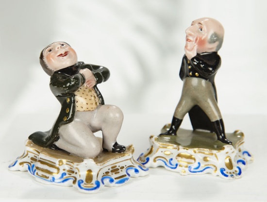 Pair, German Porcelain Miniature Amusing Figures  400/500