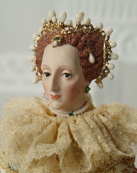 Outstanding American Porcelain Portrait of Queen Elizabeth I by Martha Thompson 1200/1600