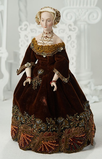Very Fine American Porcelain Portrait of Anne of Cleves by Martha Thompson 1200/1600