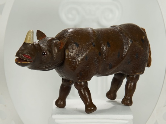 American Wooden Glass-Eyed Rhinoceros by Schoenhut  600/800