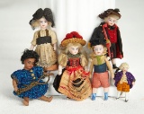 Five All-Bisque Tiny Dolls for the French Market 300/400