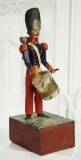 Early French Wooden Handwind Toy Soldier with Drum 800/1000