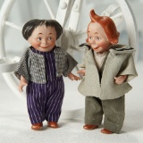 Pair, German All-Bisque Characters 