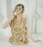 German Porcelain Half-Doll with Rare Gold Hair 300/400