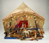 American Wooden Humpty Dumpty Circus, Very Rare Tightrope Tent by Schoenhut 5000/7000