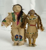 Two Native American Miniature Dolls with Beaded Costumes 500/700