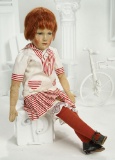 German Cloth Art Doll by Dora Petzold with Original Maker's Stamp 1100/1500