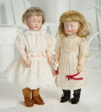 Petite German Brown-Eyed Bisque Fretting Girl, 184, by Kestner 1100/1500