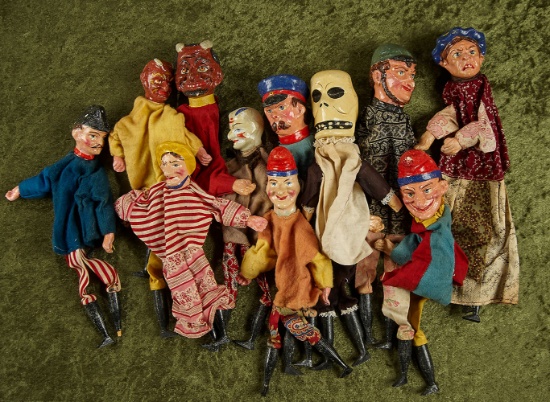 German carved wooden Punch and Judy Theatre set. $400/600