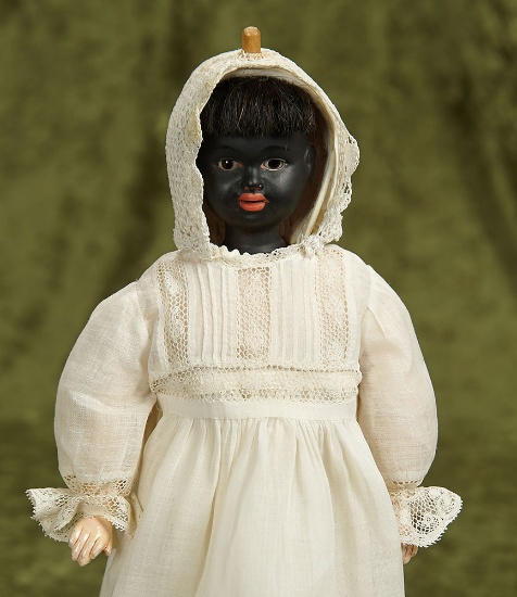 12" German Bisque Two-Faced Doll with Rare Black/White Complexions by Carl Bergner. $1200/1600