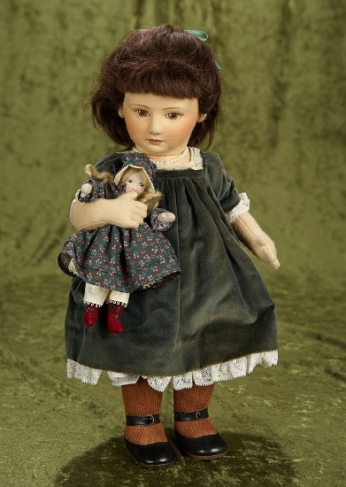 16" American felt doll "Rachel in Sunday Best" by R. John Wright with little doll. $800/1100