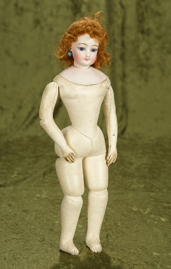 14" French bisque poupee by Gaultier with sturdy original kid body. $1200/1400