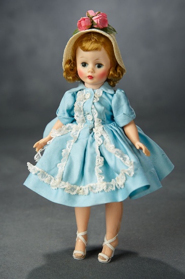 Tosca-Haired Cissette in Aqua Cotton-Sateen Shirtwaist Dress 300/500