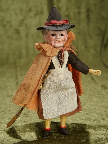 10" German bisque character "Hexe" by Cuno and Otto Dressel, original factory costume. $600/800