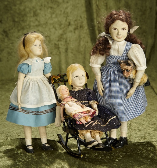 Quartet of artistic dolls from noted early NIADA artist Muriel Bruyere, 5"-13". $500/800