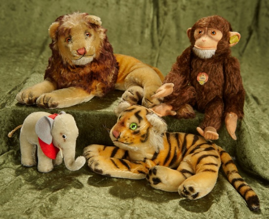 Four German mohair jungle animals by Steiff, 1950s era. $500/750