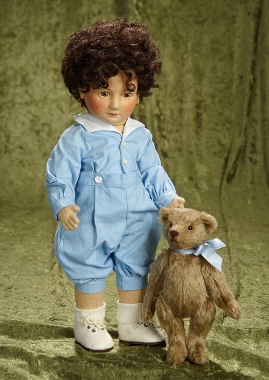 17" American artist felt doll "William", rare #1 from the series, by R. John Wright. $800/1200