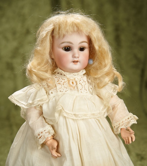 12" French bisque bebe Dep with lovely antique costume and wig. $400/500