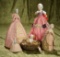 Five German porcelain half-dolls in original  presentation. $400/500