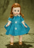 Red-Haired Wendy-Kins in polka dot teal cotton dress by Alexander. $200/300