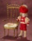 French All-Bisque Miniature Doll as Cavalier with Miniature Chair 800/1100